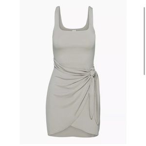 Aritzia Wilfred Saturn Mini Dress Sleeveless Wrap Sarong Basalt Gray Small S